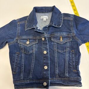 Blue Jean Jacket with Contrast Stitching and Cropped Style